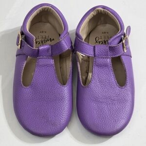 Girls Monkey Feet Purple Leather Ballet Flats Shoes Size 12-13